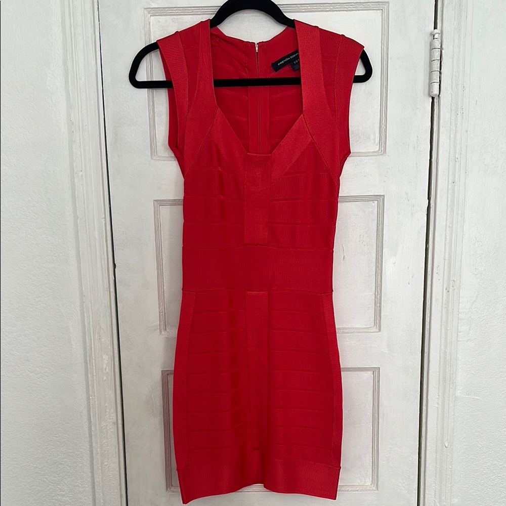 Red Plunge Neck Sleeveless Bandage Bodycon Mini Dress